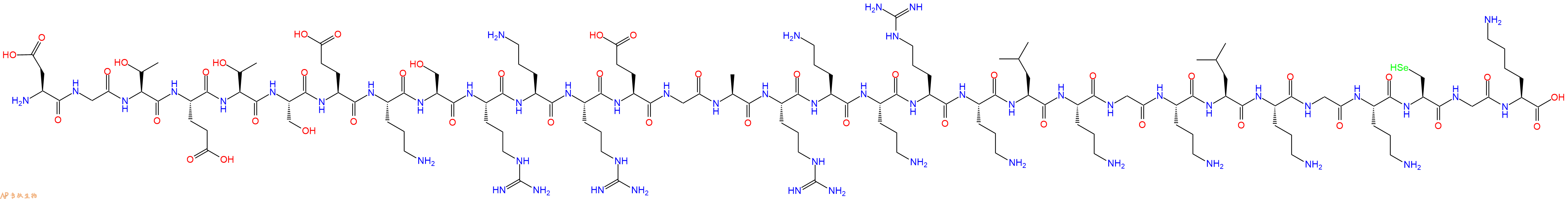 专肽生物产品H2N-Asp-Gly-Thr-Glu-Thr-Ser-Glu-Orn-Ser-Arg-Orn-Arg-Glu-Gly-Ala-Arg-Orn-Orn-Arg-Orn-Leu-Orn-Gly-Orn-Leu-Orn-Gly-Orn-Sec-Gly-Lys-OH