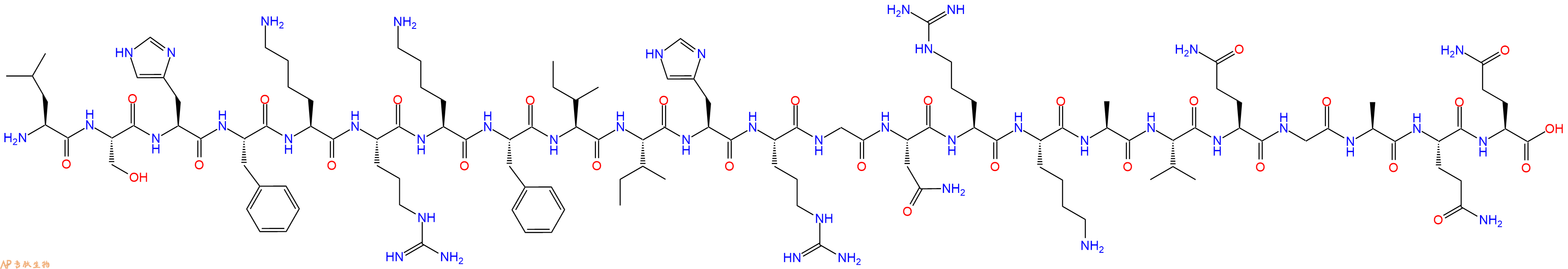 专肽生物产品H2N-Leu-Ser-His-Phe-Lys-Arg-Lys-Phe-Ile-Ile-His-Arg-Gly-Asn-Arg-Lys-Ala-Val-Gln-Gly-Ala-Gln-Gln-OH