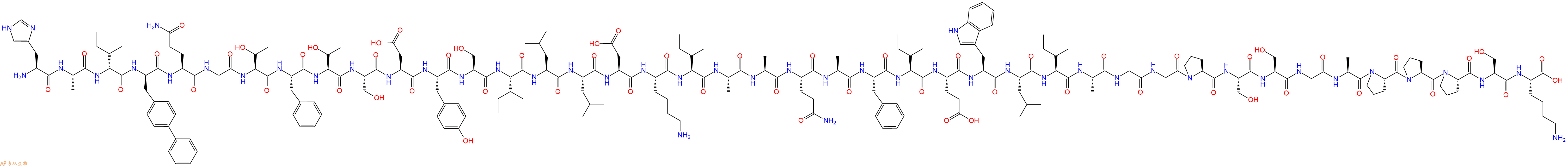 专肽生物产品H2N-His-Ala-DIle-DBip-Gln-Gly-Thr-Phe-Thr-Ser-Asp-Tyr-Ser-Ile-Leu-Leu-Asp-Lys-Ile-Ala-Ala-Gln-Ala-Phe-Ile-Glu-Trp-Leu-Ile-Ala-Gly-Gly-Pro-Ser-Ser-Gly-Ala-Pro-Pro-Pro-Ser-Lys-OH