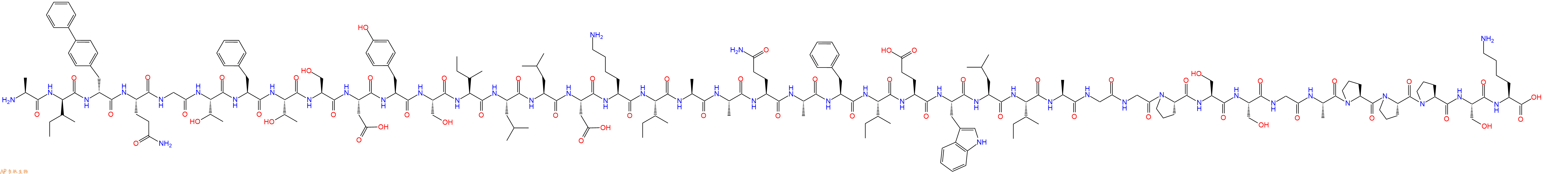 专肽生物产品H2N-Ala-DIle-DBip-Gln-Gly-Thr-Phe-Thr-Ser-Asp-Tyr-Ser-Ile-Leu-Leu-Asp-Lys-Ile-Ala-Ala-Gln-Ala-Phe-Ile-Glu-Trp-Leu-Ile-Ala-Gly-Gly-Pro-Ser-Ser-Gly-Ala-Pro-Pro-Pro-Ser-Lys-OH