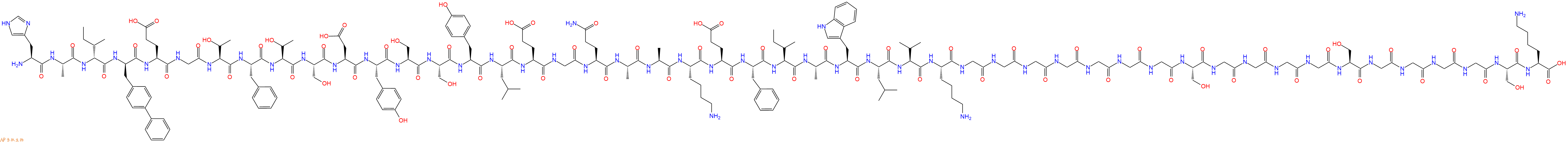 专肽生物产品H2N-His-Ala-DIle-DBip-Glu-Gly-Thr-Phe-Thr-Ser-Asp-Tyr-Ser-Ser-Tyr-Leu-Glu-Gly-Gln-Ala-Ala-Lys-Glu-Phe-Ile-Ala-Trp-Leu-Val-Lys-Gly-Gly-Gly-Gly-Gly-Gly-Gly-Ser-Gly-Gly-Gly-Gly-Ser-Gly-Gly-Gly-Gly-Ser-Lys-OH