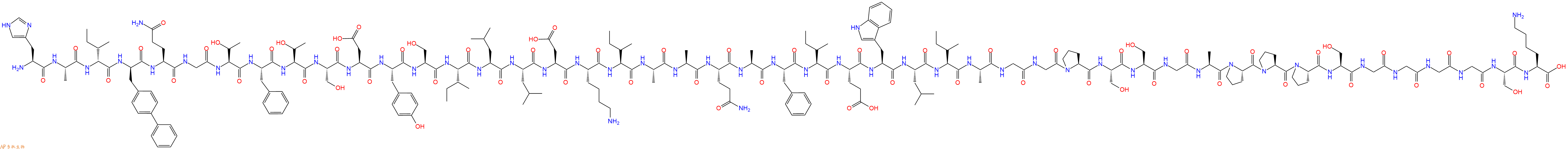 专肽生物产品H2N-His-Ala-DIle-DBip-Gln-Gly-Thr-Phe-Thr-Ser-Asp-Tyr-Ser-Ile-Leu-Leu-Asp-Lys-Ile-Ala-Ala-Gln-Ala-Phe-Ile-Glu-Trp-Leu-Ile-Ala-Gly-Gly-Pro-Ser-Ser-Gly-Ala-Pro-Pro-Pro-Ser-Gly-Gly-Gly-Gly-Ser-Lys-OH