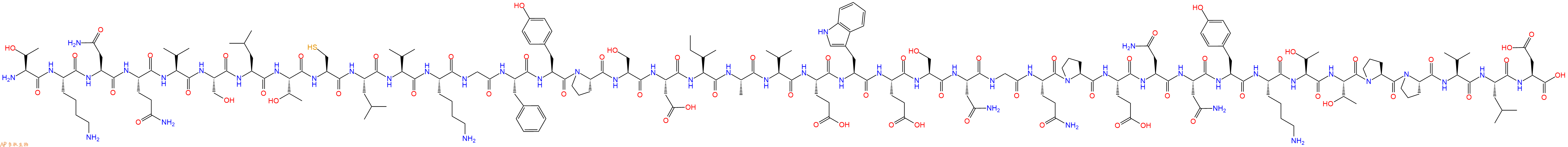 专肽生物产品H2N-Thr-Lys-Asn-Gln-Val-Ser-Leu-Thr-Cys-Leu-Val-Lys-Gly-Phe-Tyr-Pro-Ser-Asp-Ile-Ala-Val-Glu-Trp-Glu-Ser-Asn-Gly-Gln-Pro-Glu-Asn-Asn-Tyr-Lys-Thr-Thr-Pro-Pro-Val-Leu-Asp-OH