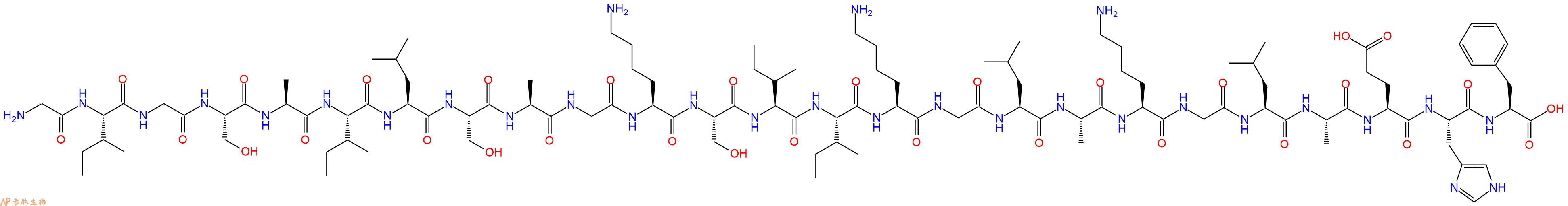 专肽生物产品H2N-Gly-Ile-Gly-Ser-Ala-Ile-Leu-Ser-Ala-Gly-Lys-Ser-Ile-Ile-Lys-Gly-Leu-Ala-Lys-Gly-Leu-Ala-Glu-His-Phe-OH