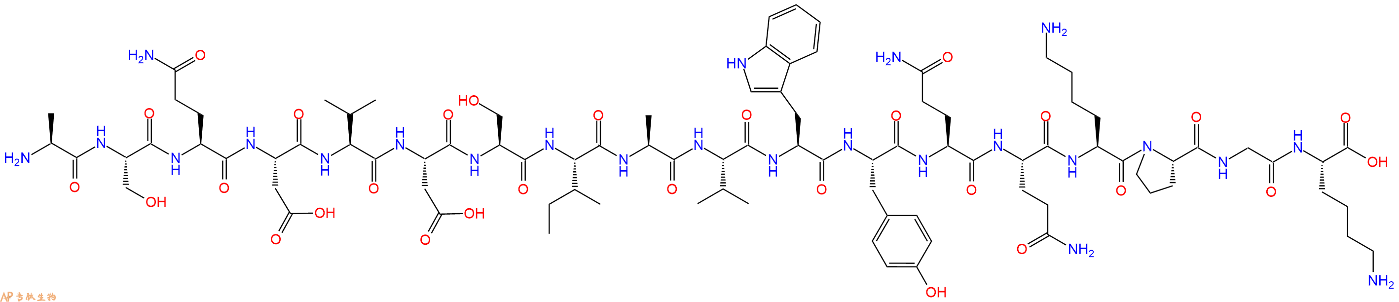 专肽生物产品H2N-Ala-Ser-Gln-Asp-Val-Asp-Ser-Ile-Ala-Val-Trp-Tyr-Gln-Gln-Lys-Pro-Gly-Lys-OH