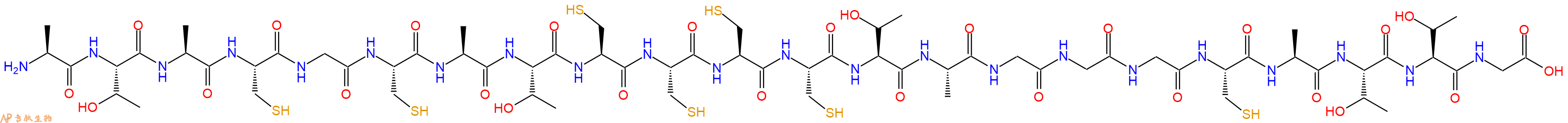 专肽生物产品H2N-Ala-Thr-Ala-Cys-Gly-Cys-Ala-Thr-Cys-Cys-Cys-Cys-Thr-Ala-Gly-Gly-Gly-Cys-Ala-Thr-Thr-Gly-OH