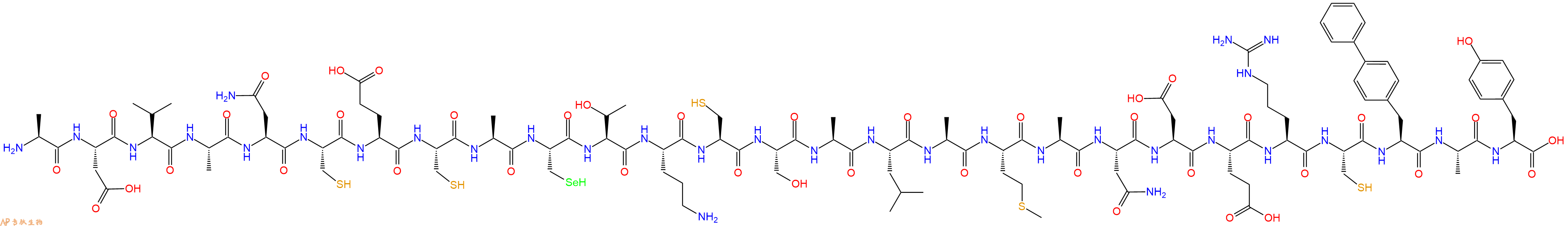 专肽生物产品H2N-Ala-Asp-Val-Ala-Asn-Cys-Glu-Cys-Ala-Sec-Thr-Orn-Cys-Ser-Ala-Leu-Ala-Met-Ala-Asn-Asp-Glu-Arg-Cys-Bip-Ala-Tyr-OH