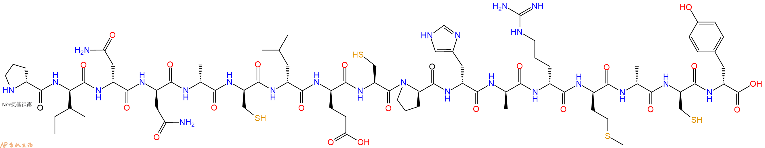 专肽生物产品H2N-DPro-DIle-DAsn-DAsn-DAla-DCys-DLeu-DGlu-Cys-DPro-DHis-DAla-DArg-DMet-DAla-DCys-DTyr-OH
