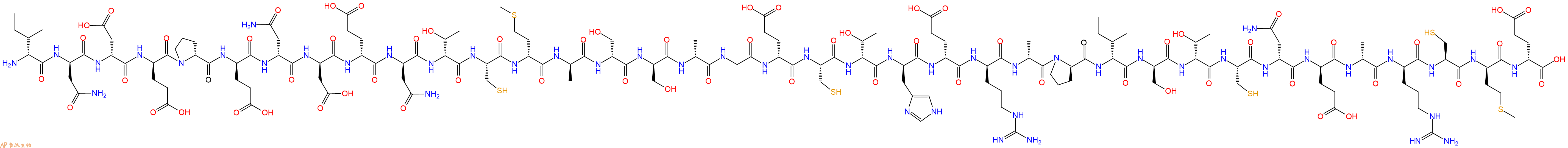 专肽生物产品H2N-DIle-DAsn-DAsp-DGlu-DPro-DGlu-DAsn-DAsp-DGlu-DAsn-DThr-Cys-DMet-DAla-DSer-DSer-DAla-Gly-DGlu-Cys-DThr-DHis-DGlu-DArg-DAla-DPro-DIle-DSer-DThr-Cys-DAsn-DGlu-DAla-DArg-Cys-DMet-DGlu-OH