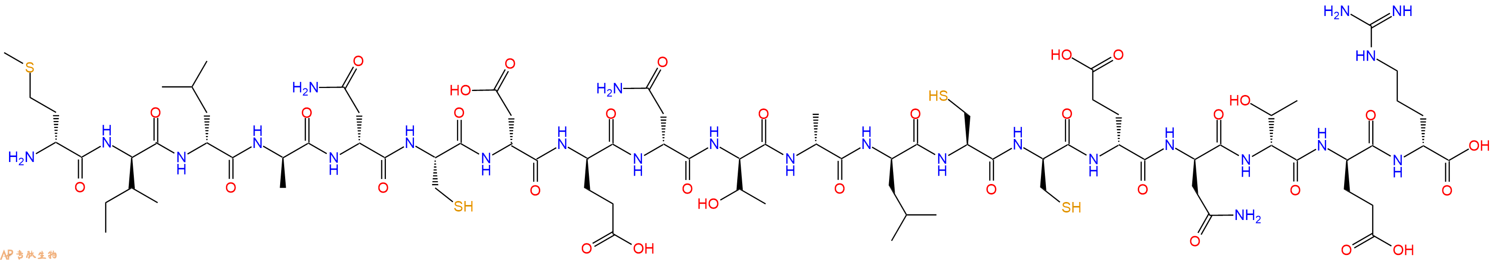 专肽生物产品H2N-DMet-DIle-DLeu-DAla-DAsn-Cys-DAsp-DGlu-DAsn-DThr-DAla-DLeu-Cys-DCys-DGlu-DAsn-DThr-DGlu-DArg-OH