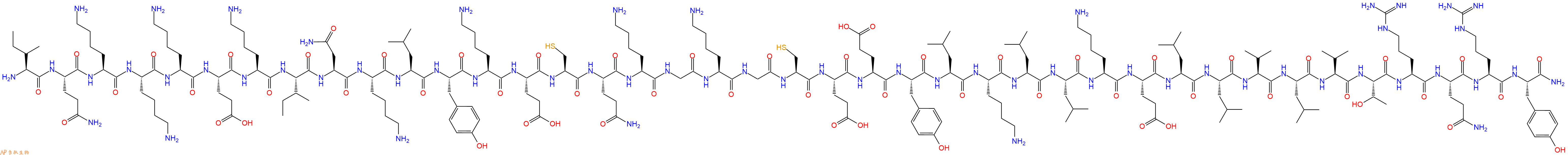 专肽生物产品H2N-Ile-Gln-Lys-Lys-Lys-Glu-Lys-Ile-Asn-Lys-Leu-Tyr-Lys-Glu-Cys-Gln-Lys-Gly-Lys-Gly-Cys-Glu-Glu-Tyr-Leu-Lys-Leu-Leu-Lys-Glu-Leu-Leu-Val-Leu-Val-Thr-Arg-Gln-Arg-Tyr-CONH2