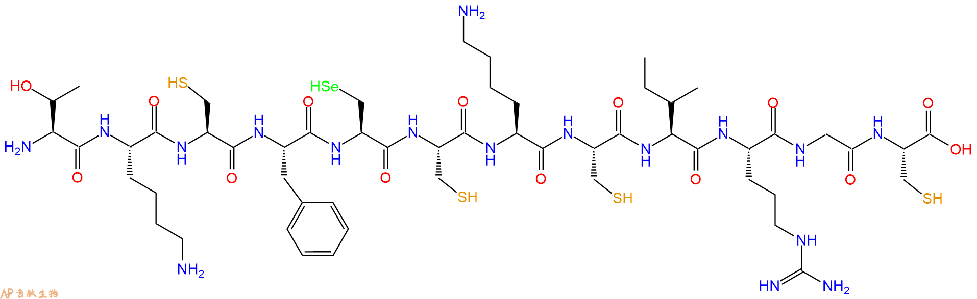 专肽生物产品H2N-Thr-Lys-Cys-Phe-Sec-Cys-Lys-Cys-Ile-Arg-Gly-Cys-OH