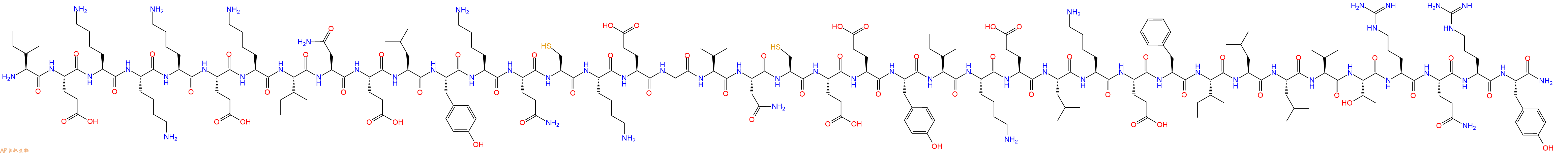 专肽生物产品H2N-Ile-Glu-Lys-Lys-Lys-Glu-Lys-Ile-Asn-Glu-Leu-Tyr-Lys-Gln-Cys-Lys-Glu-Gly-Val-Asn-Cys-Glu-Glu-Tyr-Ile-Lys-Glu-Leu-Lys-Glu-Phe-Ile-Leu-Leu-Val-Thr-Arg-Gln-Arg-Tyr-CONH2