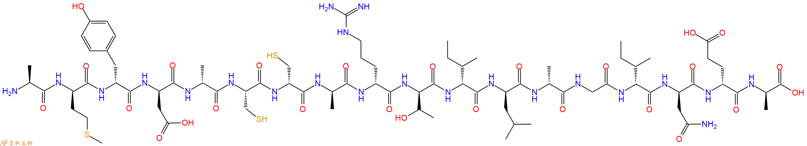 专肽生物产品H2N-Ala-DMet-DTyr-DAsp-DAla-Cys-DCys-DAla-DArg-DThr-DIle-DLeu-DAla-Gly-DIle-DAsn-DGlu-DAla-OH