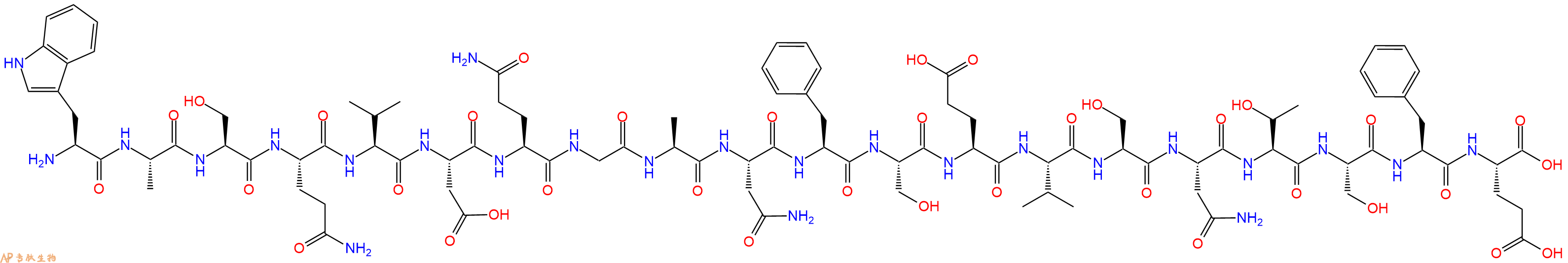 专肽生物产品H2N-Trp-Ala-Ser-Gln-Val-Asp-Gln-Gly-Ala-Asn-Phe-Ser-Glu-Val-Ser-Asn-Thr-Ser-Phe-Glu-OH