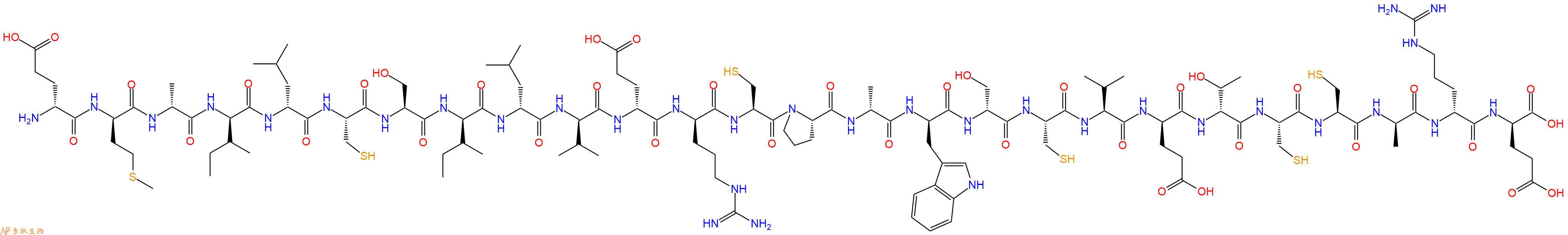 专肽生物产品H2N-DGlu-DMet-DAla-DIle-DLeu-Cys-Ser-DIle-DLeu-DVal-DGlu-DArg-Cys-Pro-DAla-DTrp-DSer-Cys-Val-DGlu-DThr-Cys-Cys-DAla-DArg-DGlu-OH
