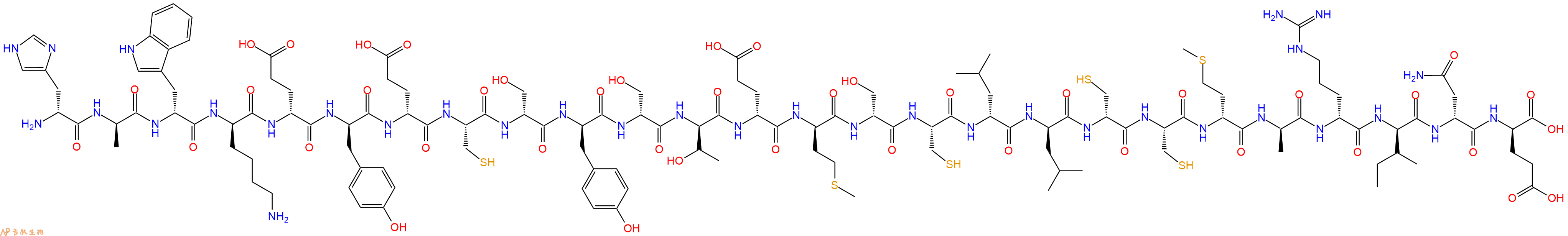 专肽生物产品H2N-DHis-DAla-DTrp-DLys-DGlu-DTyr-DGlu-Cys-DSer-DTyr-DSer-DThr-DGlu-DMet-DSer-Cys-DLeu-DLeu-DCys-Cys-DMet-DAla-DArg-DIle-DAsn-DGlu-OH