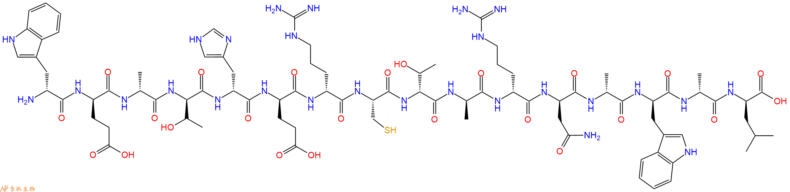 专肽生物产品H2N-DTrp-DGlu-DAla-DThr-DHis-DGlu-DArg-Cys-DThr-DAla-DArg-DAsn-DAla-DTrp-DAla-DLeu-OH