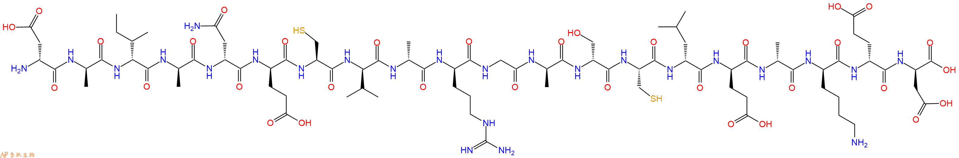 专肽生物产品H2N-DAsp-DAla-DIle-DAla-DAsn-DGlu-Cys-DVal-DAla-DArg-Gly-DAla-DSer-Cys-DLeu-DGlu-DAla-DLys-DGlu-DAsp-OH