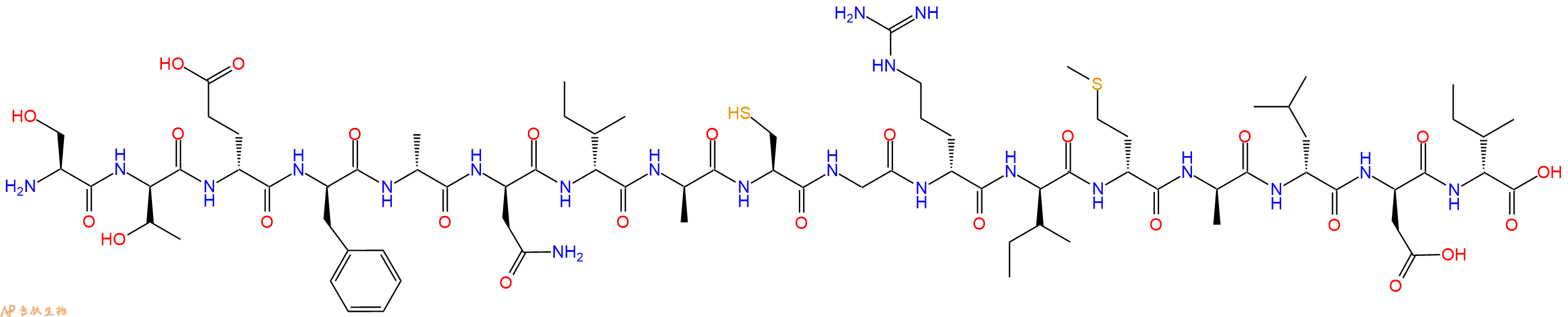 专肽生物产品H2N-Ser-DThr-DGlu-DPhe-DAla-DAsn-DIle-DAla-Cys-Gly-DArg-DIle-DMet-DAla-DLeu-DAsp-DIle-OH