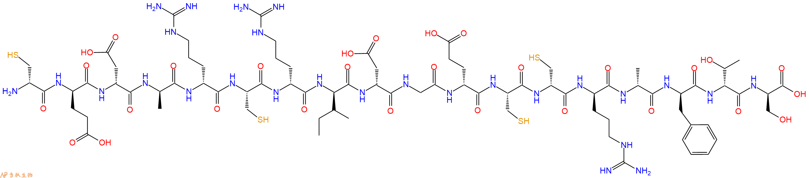 专肽生物产品H2N-DCys-DGlu-DAsp-DAla-DArg-Cys-DArg-DIle-DAsp-Gly-DGlu-Cys-DCys-DArg-DAla-DPhe-DThr-DSer-OH