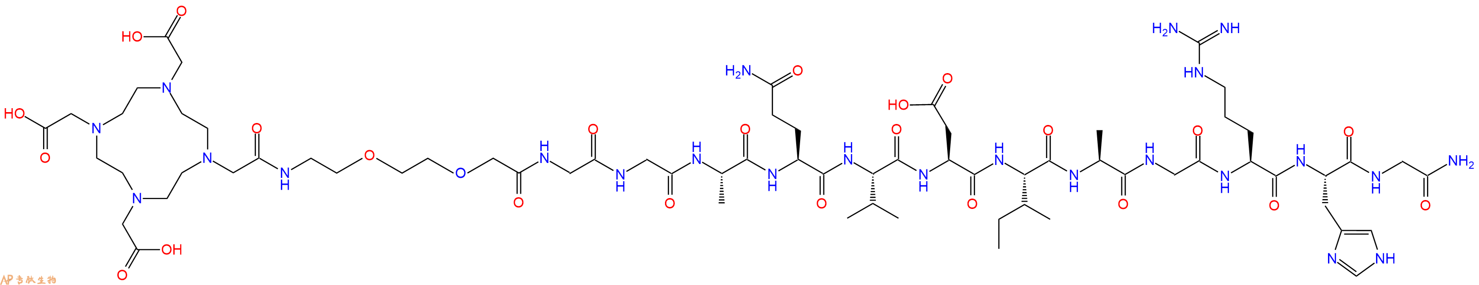 专肽生物产品DOTA-PEG2-Gly-Gly-Ala-Gln-Val-Asp-Ile-Ala-Gly-Arg-His-Gly-CONH2