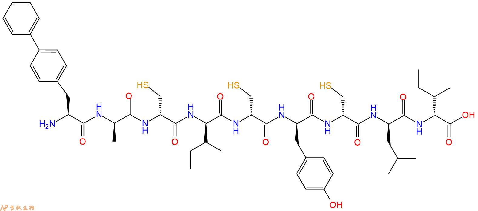 专肽生物产品H2N-Bip-DAla-DCys-DIle-DCys-DTyr-DCys-DLeu-DIle-OH