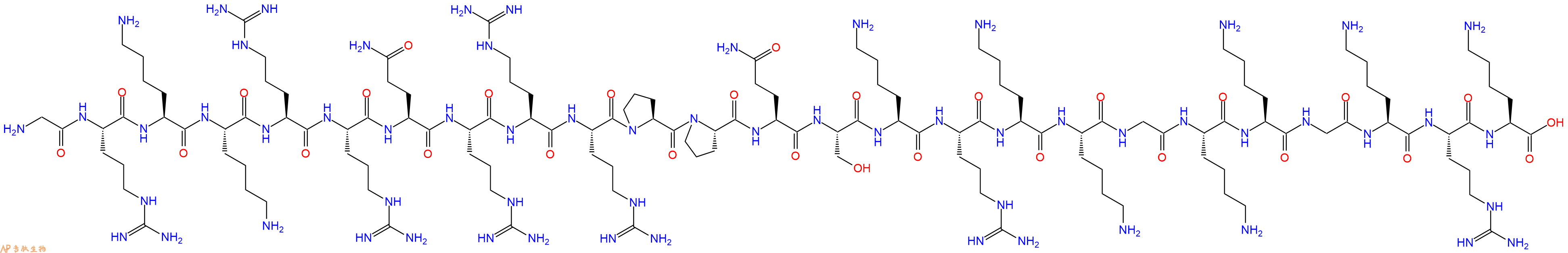 专肽生物产品H2N-Gly-Arg-Lys-Lys-Arg-Arg-Gln-Arg-Arg-Arg-Pro-Pro-Gln-Ser-Lys-Arg-Lys-Lys-Gly-Lys-Lys-Gly-Lys-Arg-Lys-OH