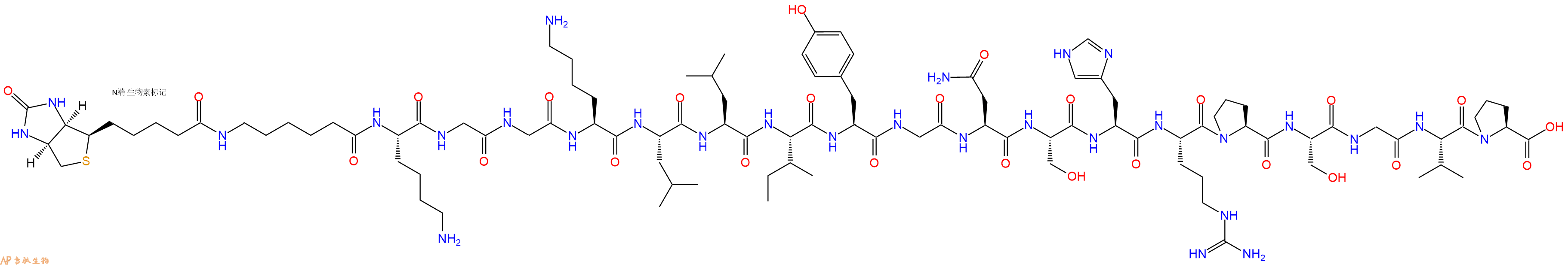 专肽生物产品Biotinyl-Ahx-Lys-Gly-Gly-Lys-Leu-Leu-Ile-Tyr-Gly-Asn-Ser-His-Arg-Pro-Ser-Gly-Val-Pro-OH