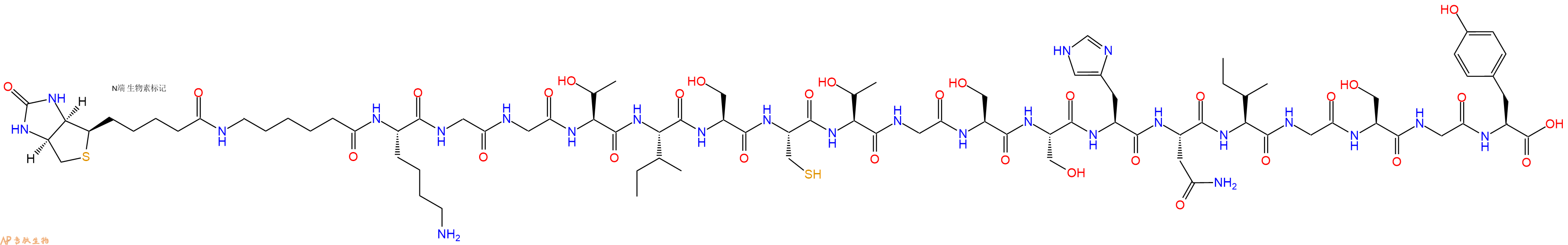 专肽生物产品Biotinyl-Ahx-Lys-Gly-Gly-Thr-Ile-Ser-Cys-Thr-Gly-Ser-Ser-His-Asn-Ile-Gly-Ser-Gly-Tyr-OH