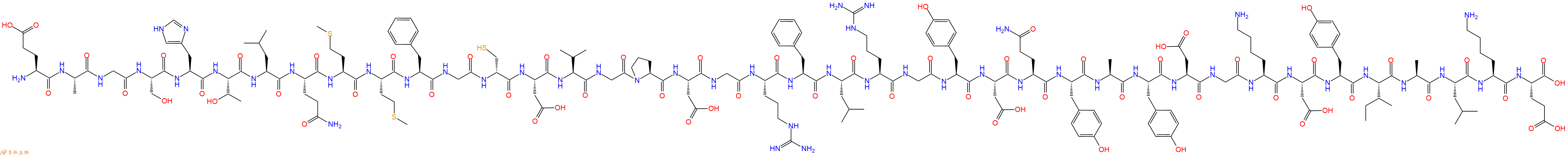 专肽生物产品H2N-Glu-Ala-Gly-Ser-His-Thr-Leu-Gln-Met-Met-Phe-Gly-DCys-Asp-Val-Gly-Pro-Asp-Gly-Arg-Phe-Leu-Arg-Gly-Tyr-Asp-Gln-Tyr-Ala-Tyr-Asp-Gly-Lys-Asp-Tyr-Ile-Ala-Leu-Lys-Glu-OH