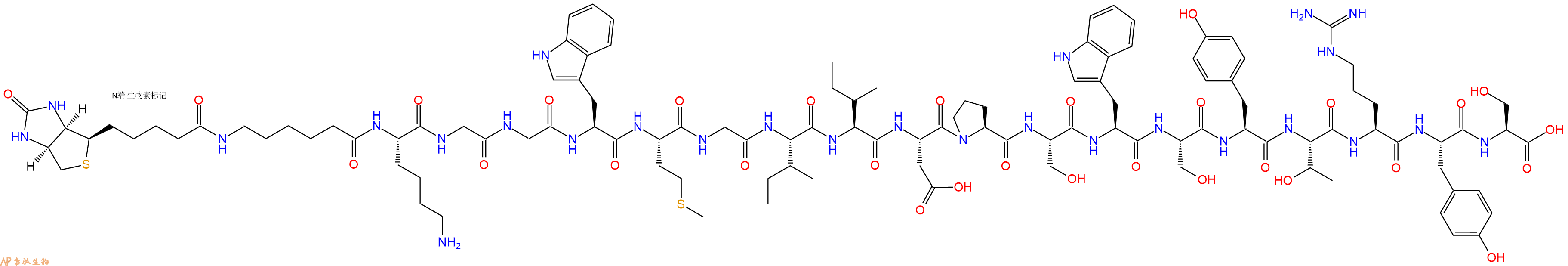 专肽生物产品Biotinyl-Ahx-Lys-Gly-Gly-Trp-Met-Gly-Ile-Ile-Asp-Pro-Ser-Trp-Ser-Tyr-Thr-Arg-Tyr-Ser-OH