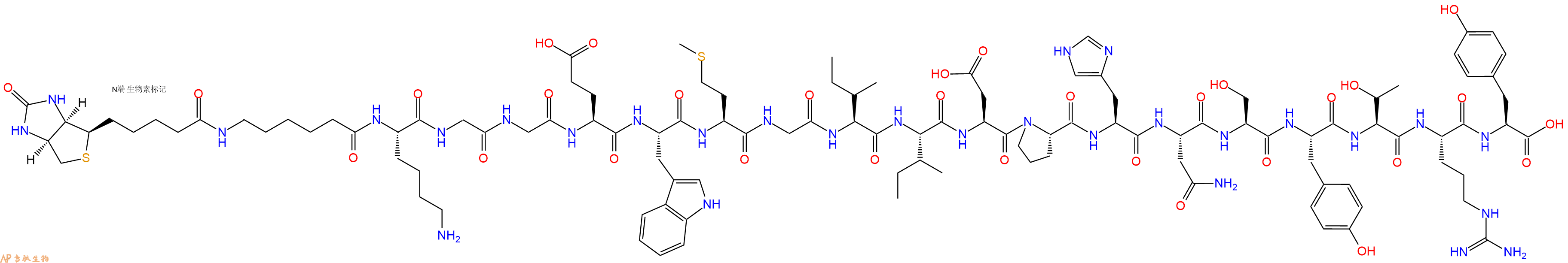 专肽生物产品Biotinyl-Ahx-Lys-Gly-Gly-Glu-Trp-Met-Gly-Ile-Ile-Asp-Pro-His-Asn-Ser-Tyr-Thr-Arg-Tyr-OH