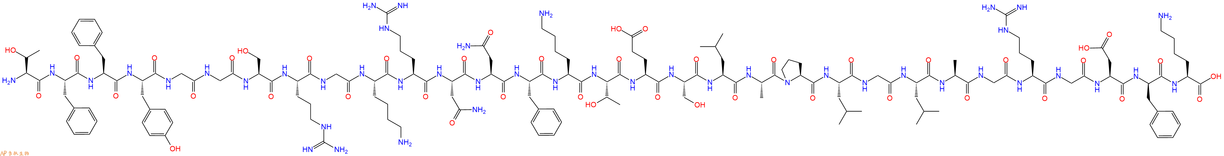 专肽生物产品H2N-Thr-Phe-Phe-Tyr-Gly-Gly-Ser-Arg-Gly-Lys-Arg-Asn-Asn-Phe-Lys-Thr-Glu-Ser-Leu-Ala-Pro-Leu-Gly-Leu-Ala-Gly-Arg-Gly-Asp-DPhe-Lys-OH