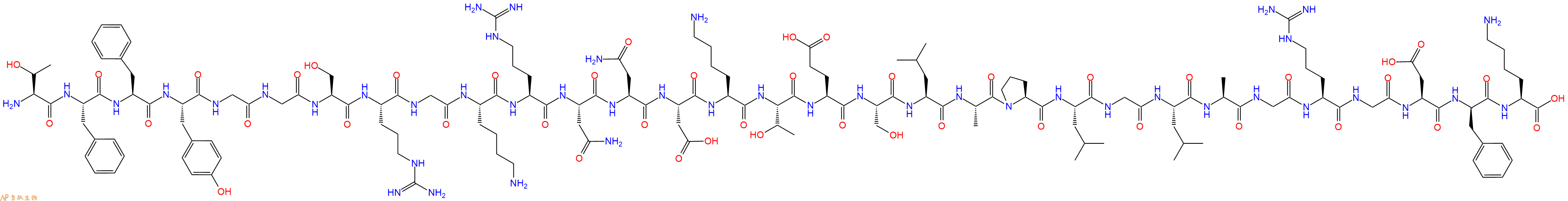 专肽生物产品H2N-Thr-Phe-Phe-Tyr-Gly-Gly-Ser-Arg-Gly-Lys-Arg-Asn-Asn-Asp-Lys-Thr-Glu-Ser-Leu-Ala-Pro-Leu-Gly-Leu-Ala-Gly-Arg-Gly-Asp-DPhe-Lys-OH