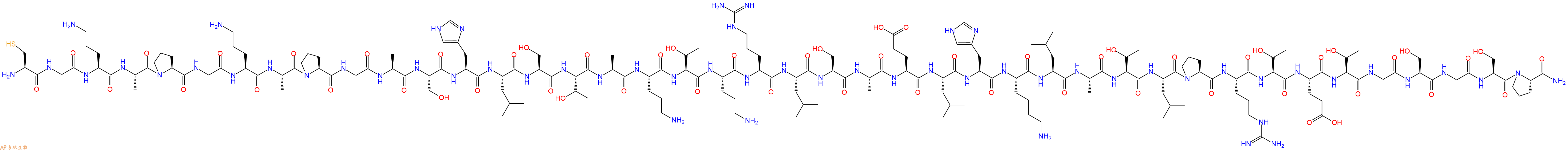 专肽生物产品H2N-Cys-Gly-Orn-Ala-Pro-Gly-Orn-Ala-Pro-Gly-Ala-Ser-His-Leu-Ser-Thr-Ala-Orn-Thr-Orn-Arg-Leu-Ser-Ala-Glu-Leu-His-Lys-Leu-Ala-Thr-Leu-Pro-Arg-Thr-Glu-Thr-Gly-Ser-Gly-Ser-Pro-CONH2
