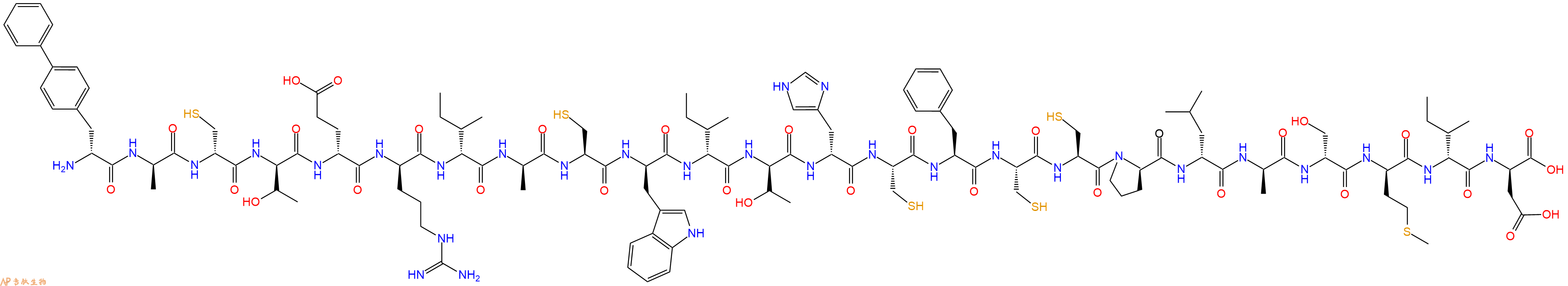 专肽生物产品H2N-DBip-DAla-DCys-DThr-DGlu-DArg-DIle-DAla-Cys-DTrp-DIle-DThr-DHis-Cys-Phe-Cys-Cys-DPro-DLeu-DAla-DSer-DMet-DIle-DAsp-OH
