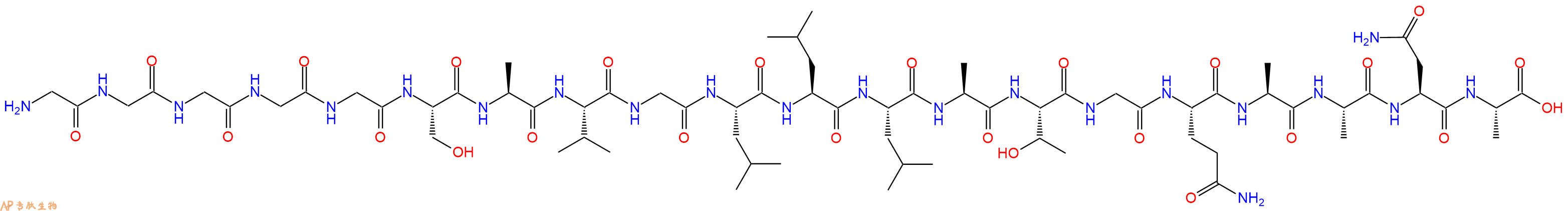 专肽生物产品H2N-Gly-Gly-Gly-Gly-Gly-Ser-Ala-Val-Gly-Leu-Leu-Leu-Ala-Thr-Gly-Gln-Ala-Ala-Asn-Ala-OH