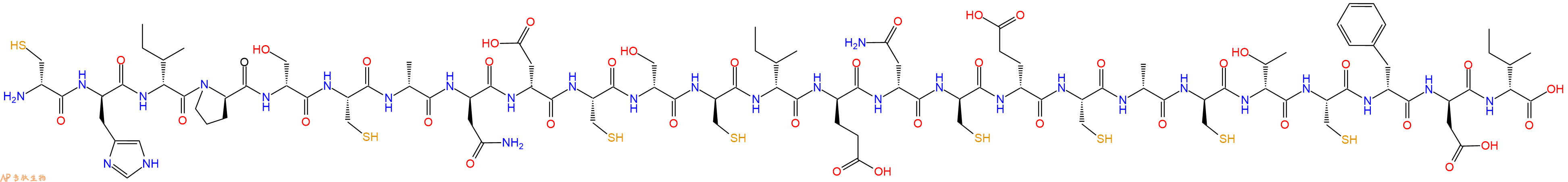 专肽生物产品H2N-DCys-DHis-DIle-DPro-DSer-Cys-DAla-DAsn-DAsp-Cys-DSer-DCys-DIle-DGlu-DAsn-DCys-DGlu-Cys-DAla-DCys-DThr-Cys-DPhe-DAsp-DIle-OH