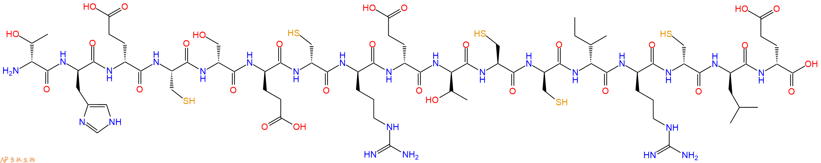 专肽生物产品H2N-DThr-DHis-DGlu-Cys-DSer-DGlu-DCys-DArg-DGlu-DThr-Cys-DCys-DIle-DArg-DCys-DLeu-DGlu-OH