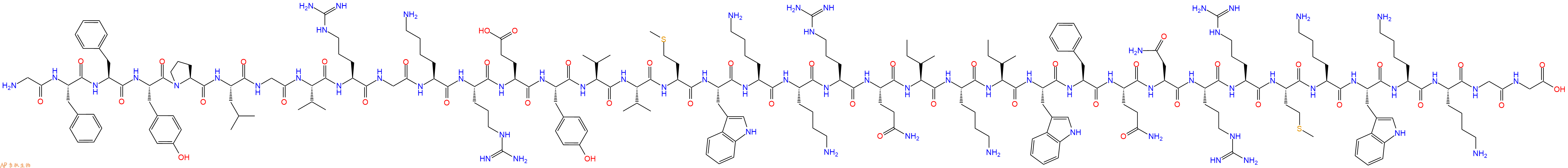 专肽生物产品H2N-Gly-Phe-Phe-Tyr-Pro-Leu-Gly-Val-Arg-Gly-Lys-Arg-Glu-Tyr-Val-Val-Met-Trp-Lys-Lys-Arg-Gln-Ile-Lys-Ile-Trp-Phe-Gln-Asn-Arg-Arg-Met-Lys-Trp-Lys-Lys-Gly-Gly-OH