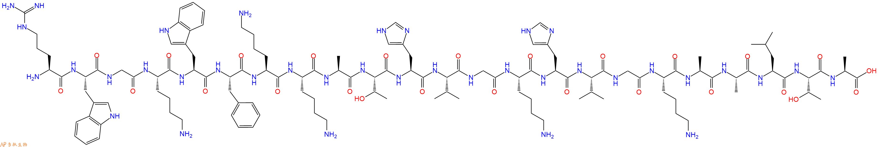 专肽生物产品H2N-Arg-Trp-Gly-Lys-Trp-Phe-Lys-Lys-Ala-Thr-His-Val-Gly-Lys-His-Val-Gly-Lys-Ala-Ala-Leu-Thr-Ala-OH