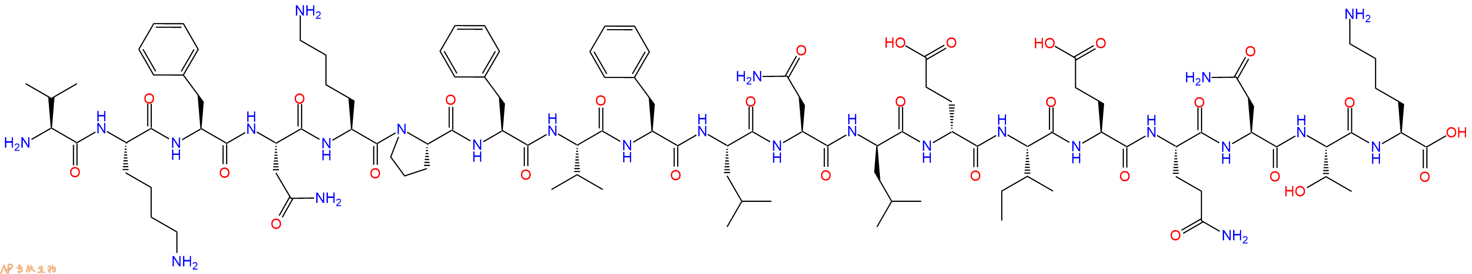专肽生物产品H2N-Val-Lys-Phe-Asn-Lys-Pro-Phe-Val-Phe-Leu-Asn-DLeu-DGlu-Ile-Glu-Gln-Asn-Thr-Lys-OH