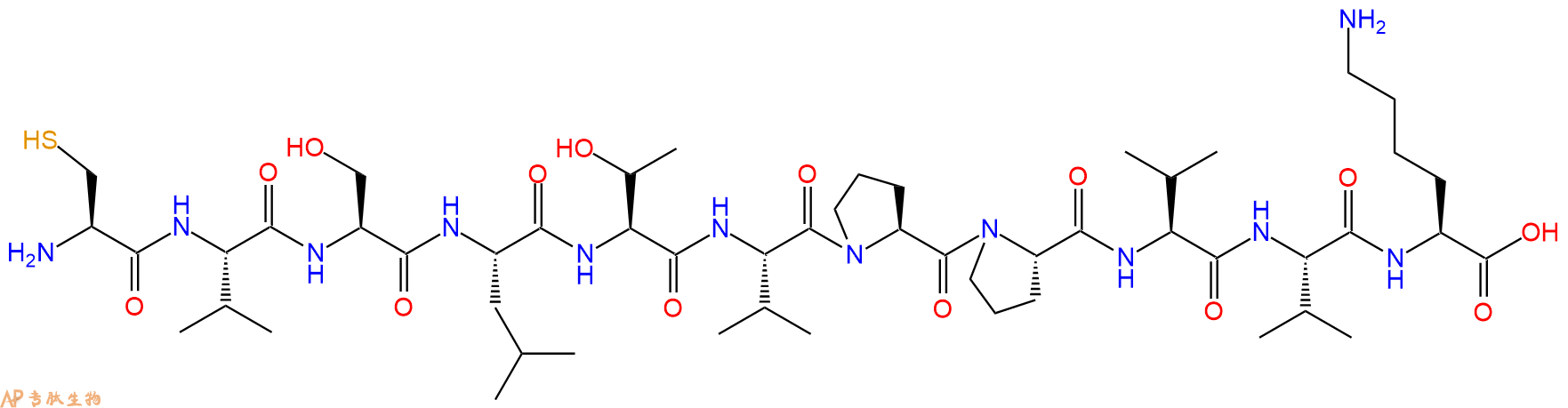 专肽生物产品H2N-Cys-Val-Ser-Leu-Thr-Val-Pro-Pro-Val-Val-Lys-OH