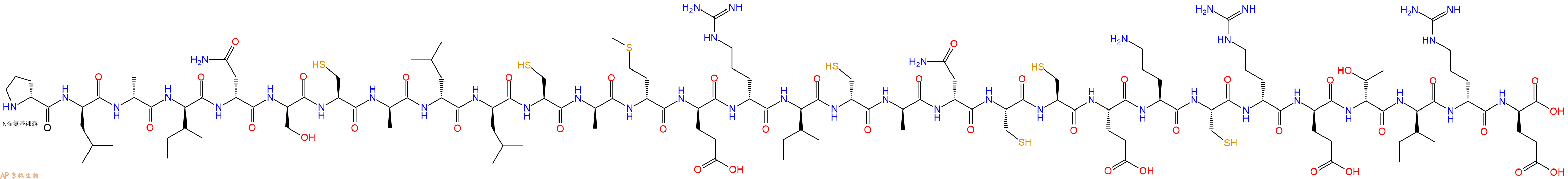 专肽生物产品H2N-DPro-DLeu-DAla-DIle-DAsn-DSer-Cys-DAla-DLeu-DLeu-Cys-DAla-DMet-DGlu-DArg-DIle-DCys-DAla-DAsn-Cys-Cys-Glu-Orn-Cys-DArg-DGlu-DThr-DIle-DArg-DGlu-OH