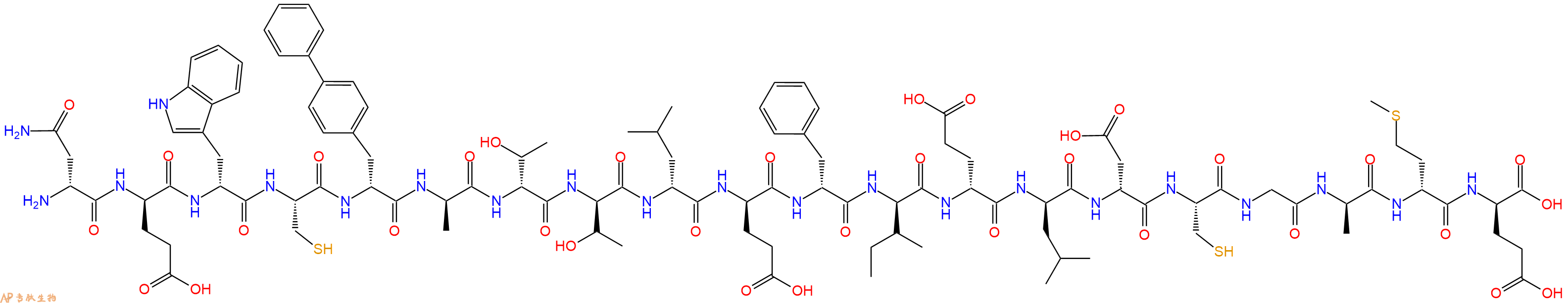 专肽生物产品H2N-DAsn-DGlu-DTrp-Cys-DBip-DAla-DThr-DThr-DLeu-DGlu-DPhe-DIle-DGlu-DLeu-DAsp-Cys-Gly-DAla-DMet-DGlu-OH