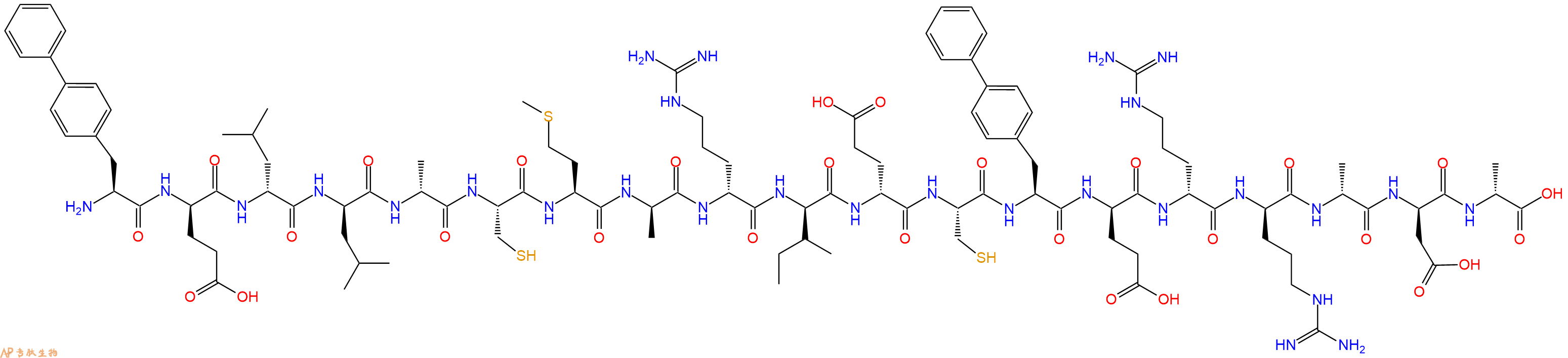 专肽生物产品H2N-Bip-DGlu-DLeu-DLeu-DAla-Cys-Met-DAla-DArg-DIle-DGlu-Cys-Bip-DGlu-DArg-DArg-DAla-DAsp-DAla-OH
