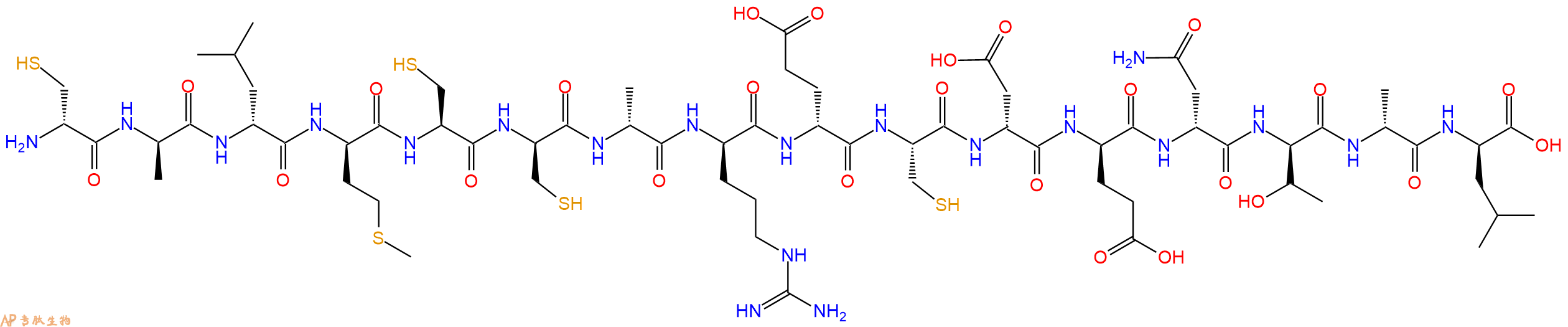 专肽生物产品H2N-DCys-DAla-DLeu-DMet-Cys-DCys-DAla-DArg-DGlu-Cys-DAsp-DGlu-DAsn-DThr-DAla-DLeu-OH