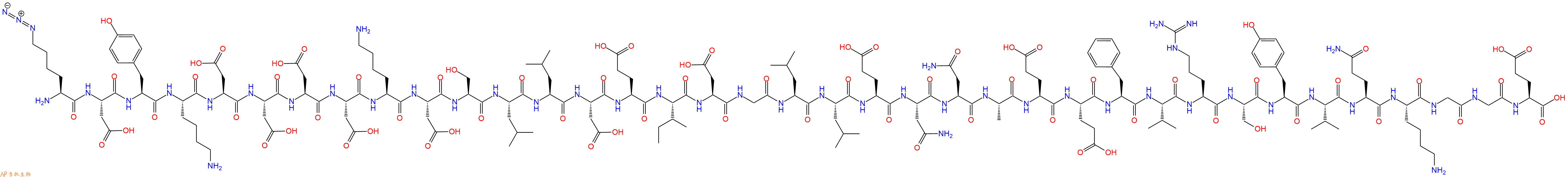 专肽生物产品H2N-Lys(N3)-Asp-Tyr-Lys-Asp-Asp-Asp-Asp-Lys-Asp-Ser-Leu-Leu-Asp-Glu-Ile-Asp-Gly-Leu-Leu-Glu-Asn-Asn-Ala-Glu-Glu-Phe-Val-Arg-Ser-Tyr-Val-Gln-Lys-Gly-Gly-Glu-OH