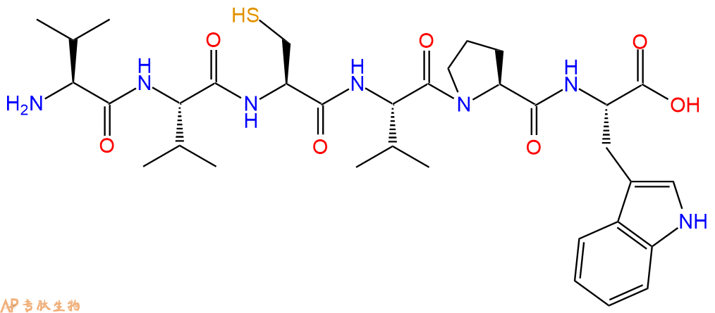 专肽生物产品H2N-Val-Val-Cys-Val-Pro-Trp-OH